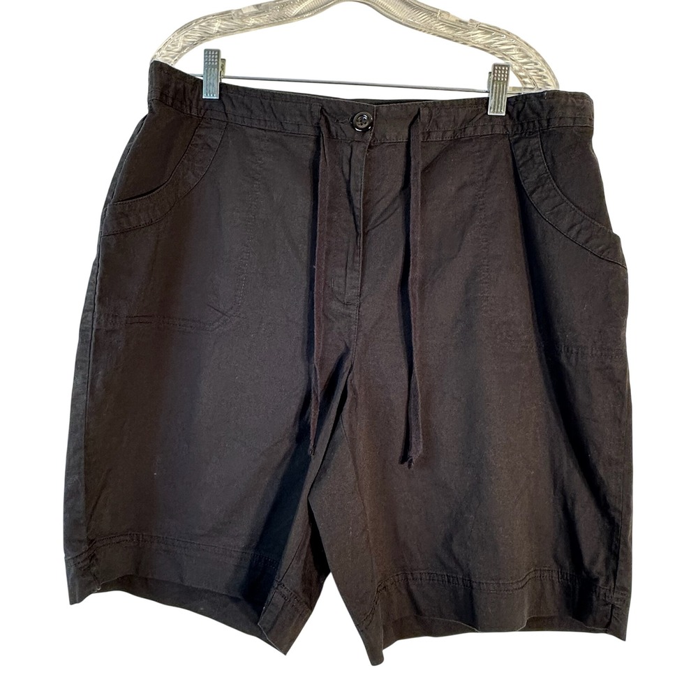 Karen Scott Woman Black‎ Drawstring Cotton Blend Shorts Plus Size 16W